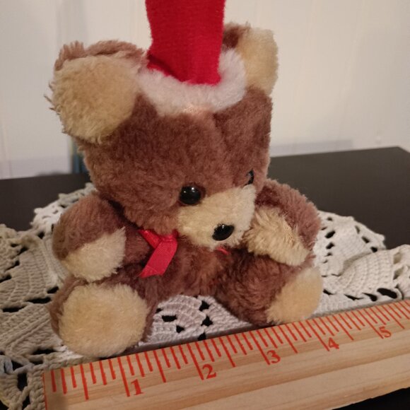 Russ Bear with Santa Hat 4" Vintage - Picture 7 of 10